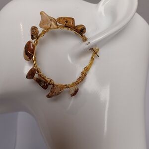 Picture jasper wire wrapped hoop earrings boho bohemian western hippie bohochic